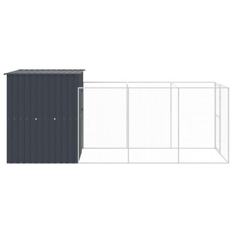 Hondenhok met ren 165x455x181 cm gegalvaniseerd staal antraciet 4