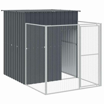 Hondenhok met ren 165x455x181 cm gegalvaniseerd staal antraciet 6