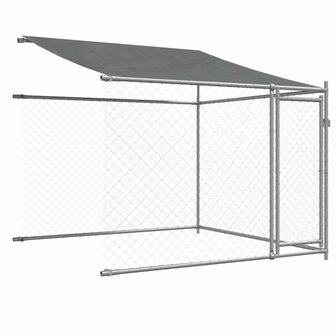 Hondenhok met dak en deuren 8x2x2 m gegalvaniseerd staal grijs 8