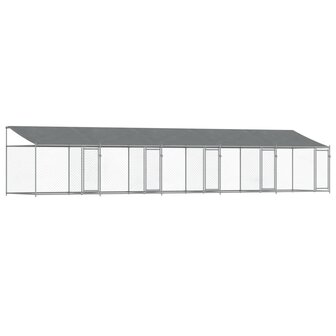 Hondenhok met dak en deuren 10x2x2 m gegalvaniseerd staal grijs 2