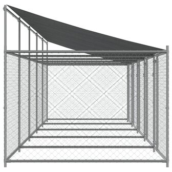 Hondenhok met dak en deuren 10x2x2 m gegalvaniseerd staal grijs 5