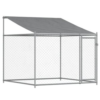 Hondenhok met dak en deuren 10x2x2 m gegalvaniseerd staal grijs 7