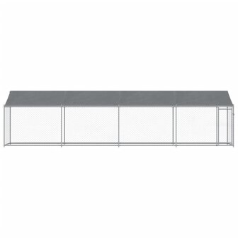 Hondenhok met dak en deur 8x2x2 m gegalvaniseerd staal grijs 4