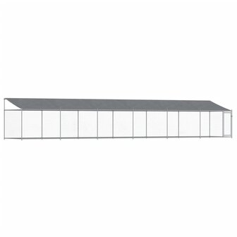 Hondenhok met dak en deur 12x2x2 m gegalvaniseerd staal grijs 2
