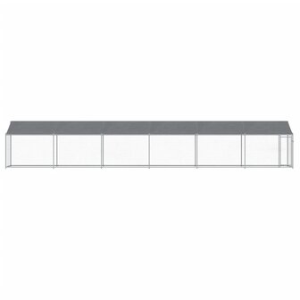 Hondenhok met dak en deur 12x2x2 m gegalvaniseerd staal grijs 4