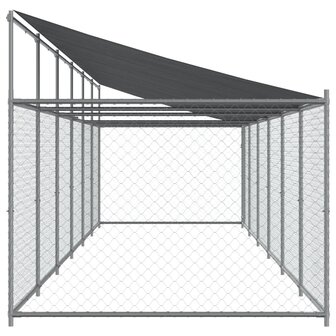 Hondenhok met dak en deur 12x2x2 m gegalvaniseerd staal grijs 5