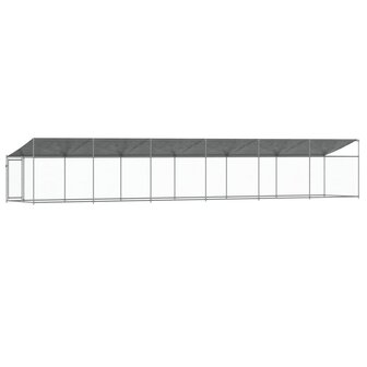 Hondenhok met dak en deur 12x2x2 m gegalvaniseerd staal grijs 6
