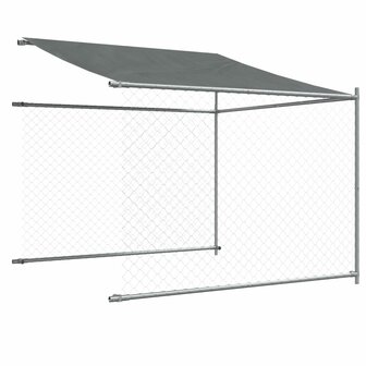 Hondenhok met dak en deur 12x2x2 m gegalvaniseerd staal grijs 8