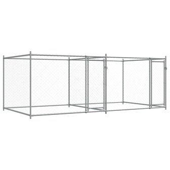 Hondenhok met deuren 4x2x1,5 m gegalvaniseerd staal grijs 2