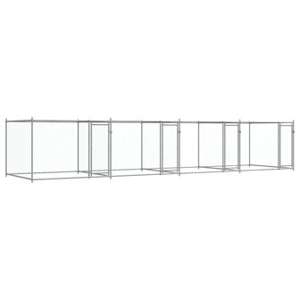 Hondenhok met deuren 8x2x1,5 m gegalvaniseerd staal grijs 2