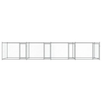 Hondenhok met deuren 8x2x1,5 m gegalvaniseerd staal grijs 4