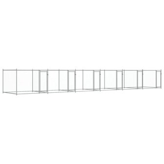 Hondenhok met deuren 12x2x1,5 m gegalvaniseerd staal grijs 2