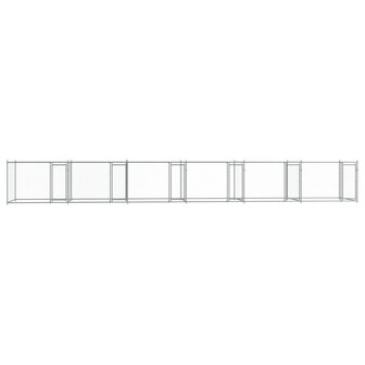 Hondenhok met deuren 12x2x1,5 m gegalvaniseerd staal grijs 4
