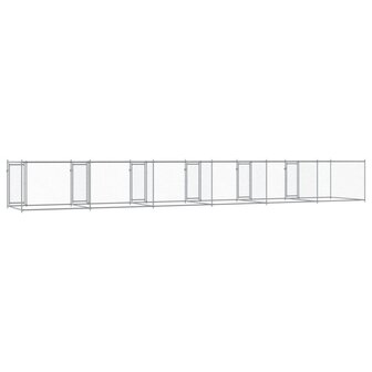 Hondenhok met deuren 12x2x1,5 m gegalvaniseerd staal grijs 6
