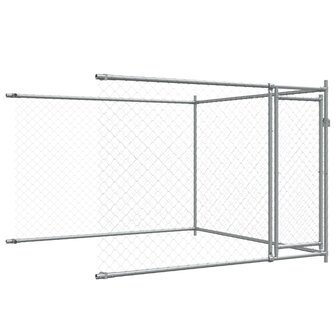 Hondenhok met deuren 12x2x1,5 m gegalvaniseerd staal grijs 8
