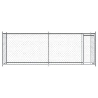 Hondenhok met deur 4x2x1,5 m gegalvaniseerd staal grijs 4