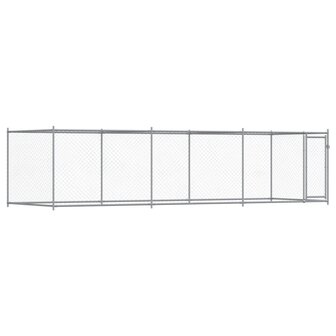 Hondenhok met deur 6x2x1,5 m gegalvaniseerd staal grijs 2