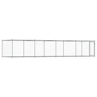 Hondenhok met deur 8x2x1,5 m gegalvaniseerd staal grijs 2