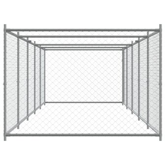 Hondenhok met deur 10x2x1,5 m gegalvaniseerd staal grijs 5