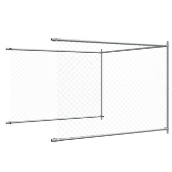 Hondenhok met deur 10x2x1,5 m gegalvaniseerd staal grijs 8