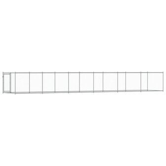 Hondenhok met deur 12x2x1,5 m gegalvaniseerd staal grijs 6
