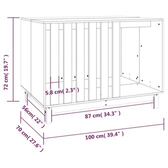 Hondenhok 100x70x72 cm massief grenenhout wit 8