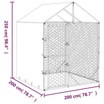 Hondenkennel met dak 2x2x2,5 m gegalvaniseerd staal zilver 5