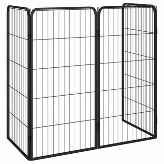 Hondenkennel 4 panelen 50 x 100 cm gepoedercoat staal zwart 3