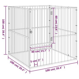Hondenkennel 4 panelen gepoedercoat staal zwart 9