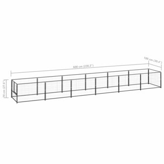 Hondenkennel 6 m&sup2; staal zwart 6