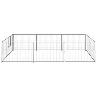Hondenkennel 6 m&sup2; staal zilverkleurig 2