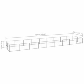Hondenkennel 18 m&sup2; staal zilverkleurig 6