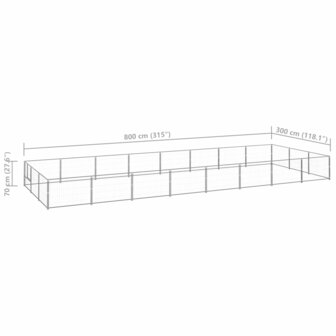 Hondenkennel 24 m&sup2; staal zilverkleurig 6