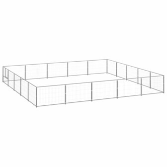 Hondenkennel 25 m&sup2; staal zilverkleurig 1