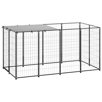Hondenkennel 2,42 m&sup2; staal zwart   1