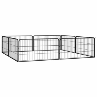 Hondenkennel 8 panelen 100x50 cm gepoedercoat staal zwart 3