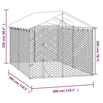 Hondenkennel met dak 3x3x2,5 m gegalvaniseerd staal zilverkleur 4