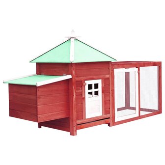 Kippenhok met nestkast 190x72x102 massief vurenhout rood 1