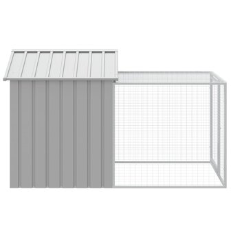 Kippenhok met ren 117x201x123 cm gegalvaniseerd staal grijs 4