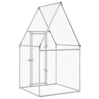 Kippenhok 100x100x190 cm gegalvaniseerd staal zilverkleurig 7