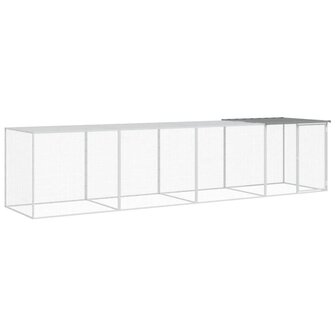 Kippenhok met dak 403x98x90 cm gegalvaniseerd staal lichtgrijs 2
