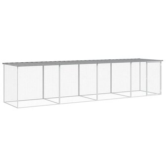Kippenhok met dak 403x98x90 cm gegalvaniseerd staal lichtgrijs 2