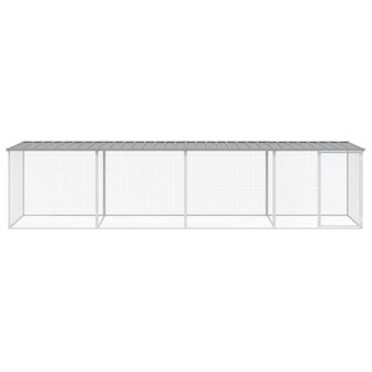 Kippenhok met dak 403x98x90 cm gegalvaniseerd staal lichtgrijs 3