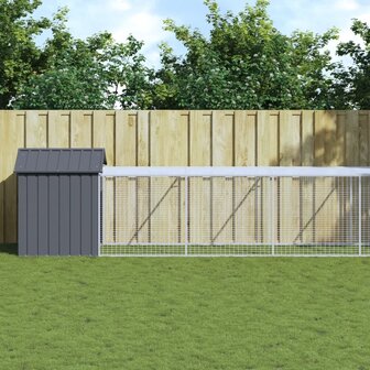 Kippenhok met ren 117x813x123 cm gegalvaniseerd staal antraciet 1