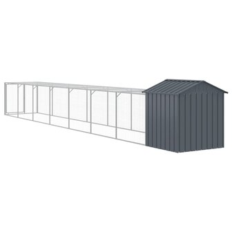 Kippenhok met ren 117x813x123 cm gegalvaniseerd staal antraciet 5