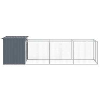 Kippenhok met ren 110x405x110 cm gegalvaniseerd staal antraciet 4