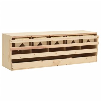 Kippenlegkast 5 compartimenten 117x33x38 cm massief grenenhout 1