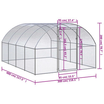 Kippenren 3x4x2 m gegalvaniseerd staal 7