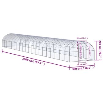 Kippenren 3x20x2 m gegalvaniseerd staal 7