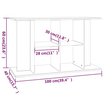 Aquariumstandaard 100x40x60 cm bewerkt hout betongrijs 8